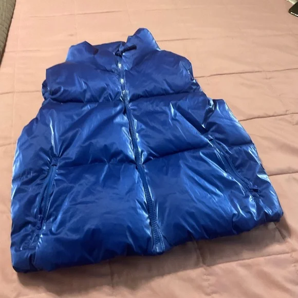 Old Navy Shiny Blue Quilted Vest - Picture 2 of 5